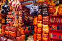 bright-leather-bags-moroccan-market-handmade-souvenirs-fez-morocco